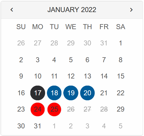 Calendar Restricted Dates