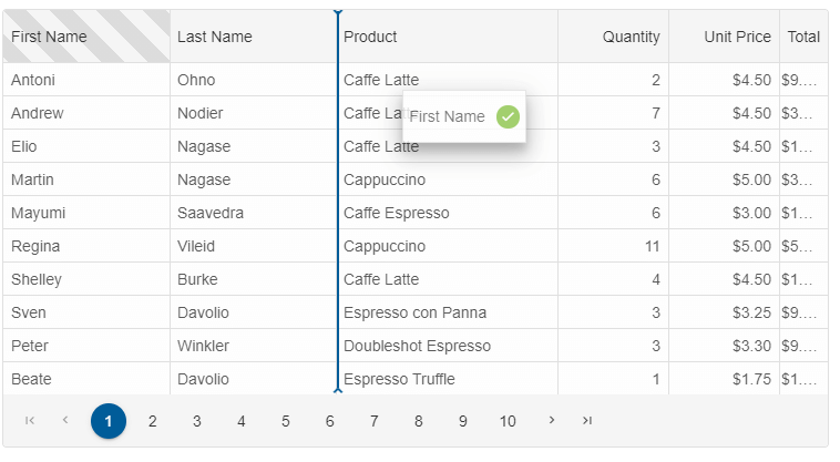 Grid Column Reorder