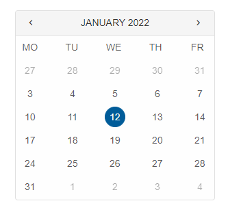 calendar with hidden weekends