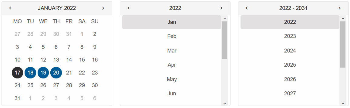 Calendar dispaly list