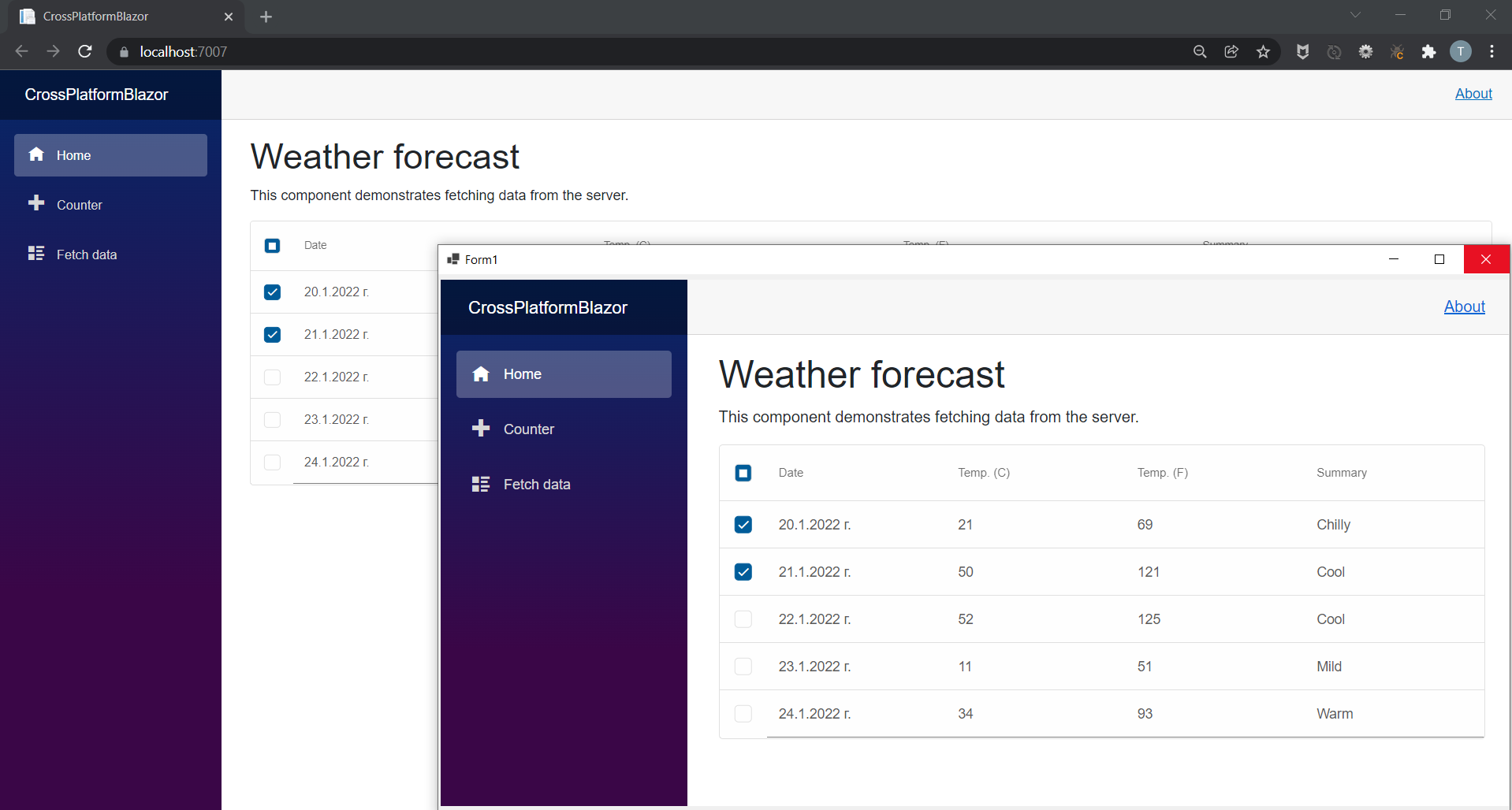 Blazor CrossPlatform