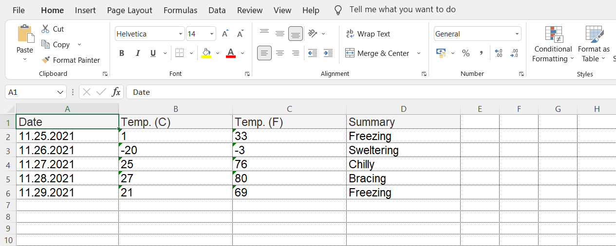 Grid exported to excel