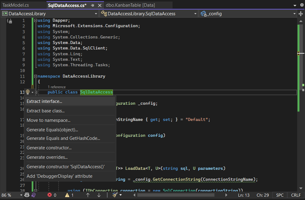 Extract interface