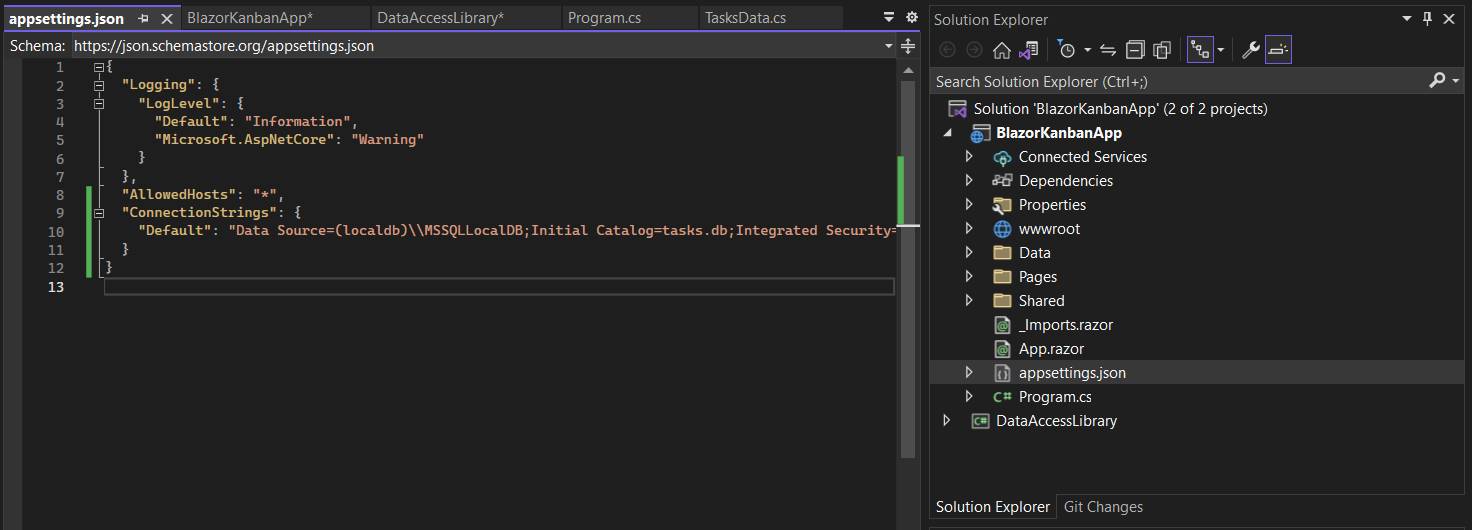 JSON appsettings