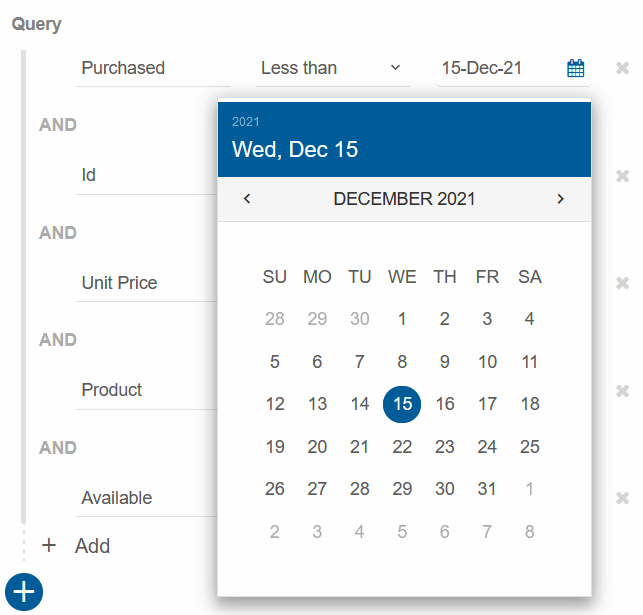 QueryBuilder with date field