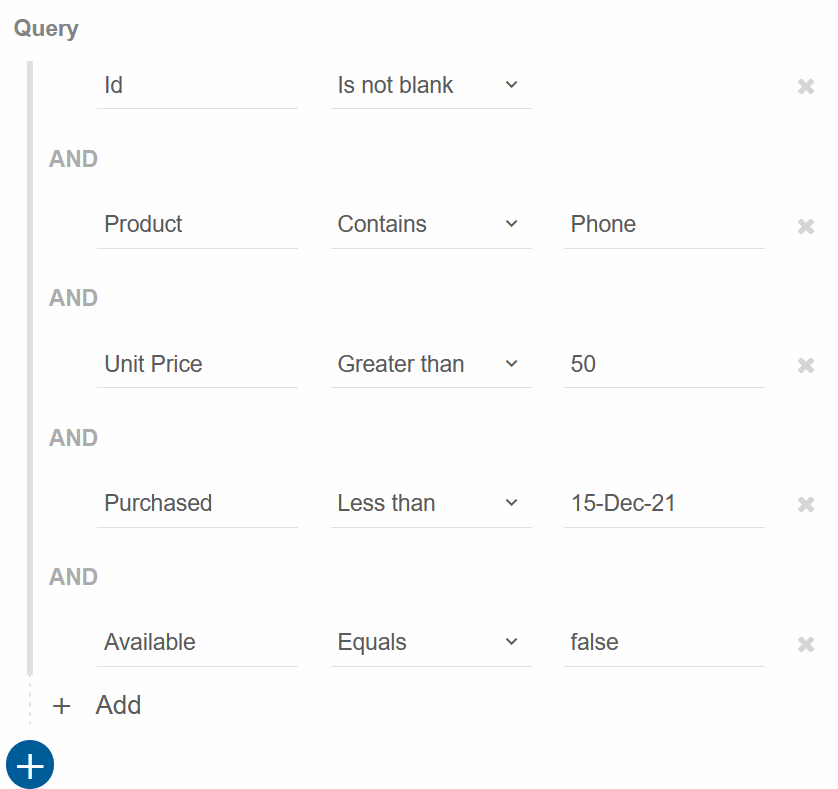 QueryBuilder with fields