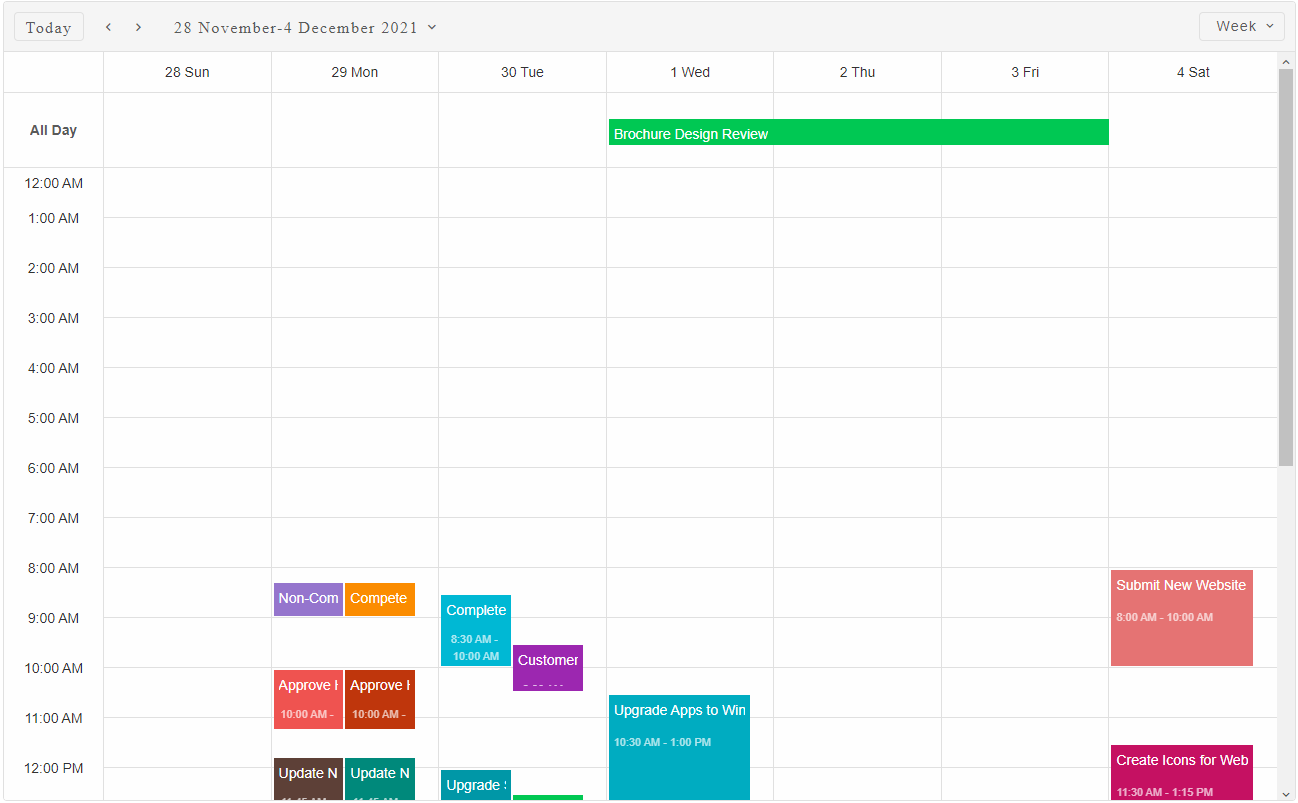 Scheduler data bind