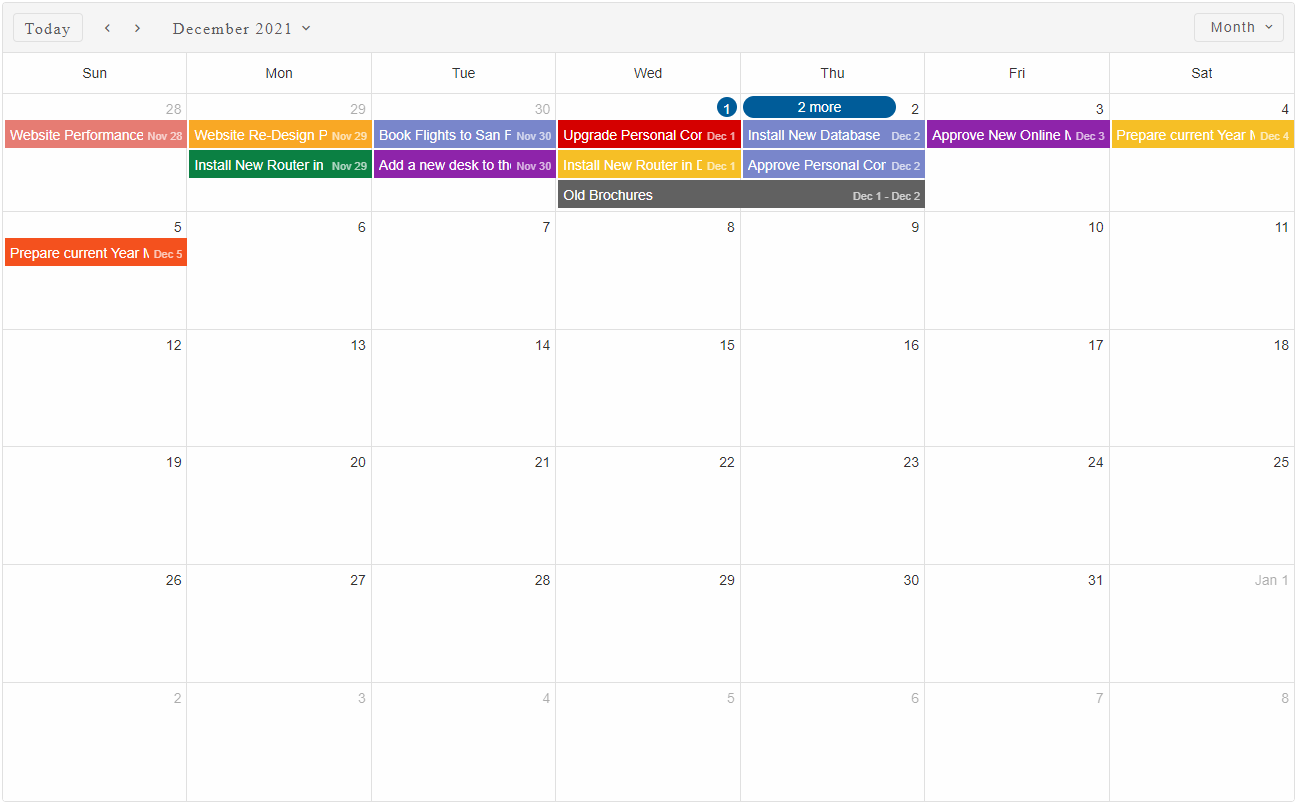 Scheduler month view