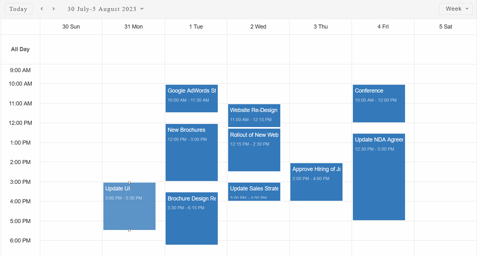 Scheduler with new event