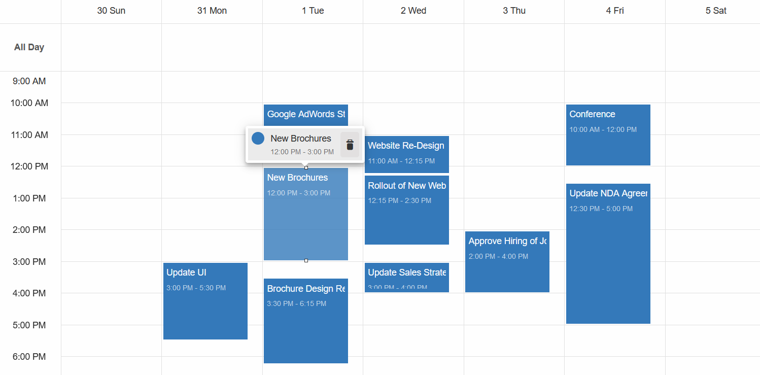 Scheduler with removed event