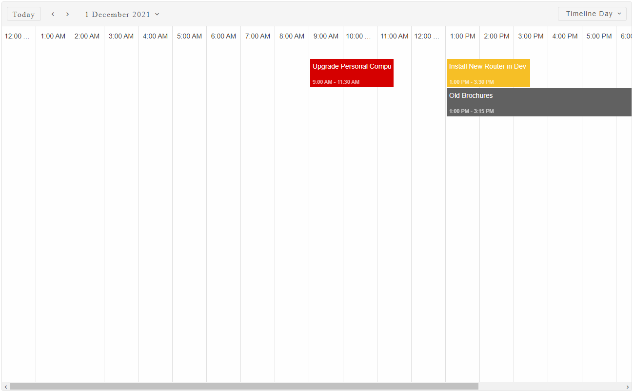 Scheduler timeline day view