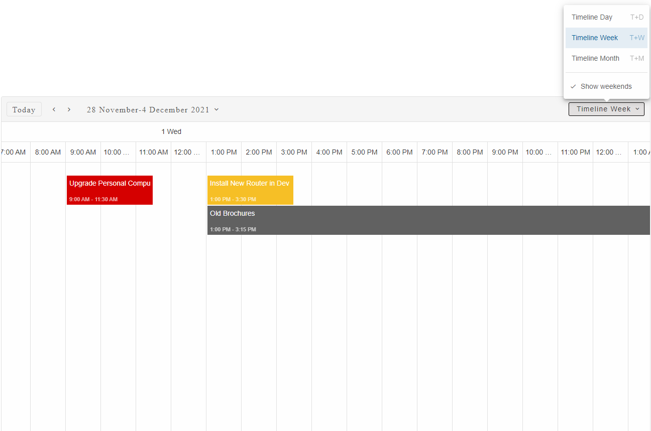 Scheduler timeline views