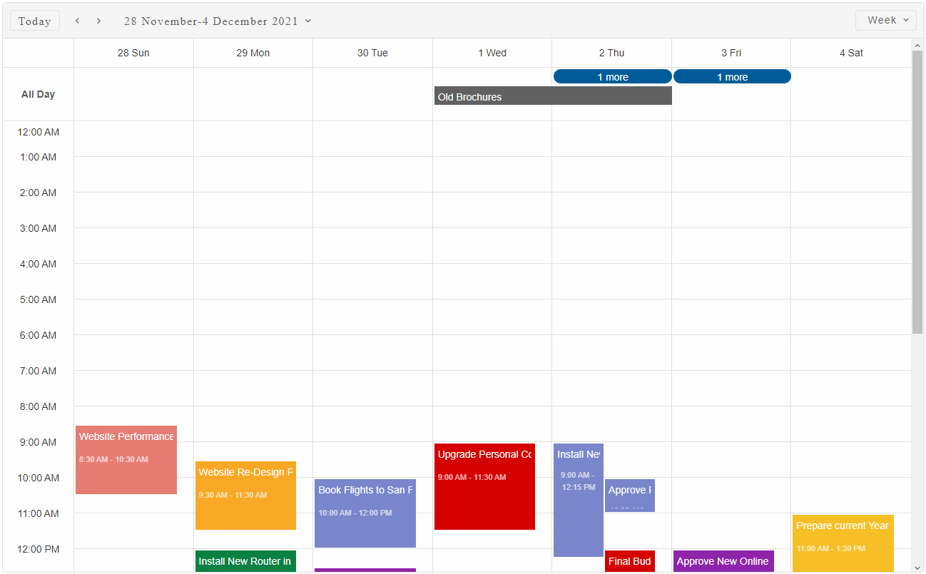 Scheduler week view