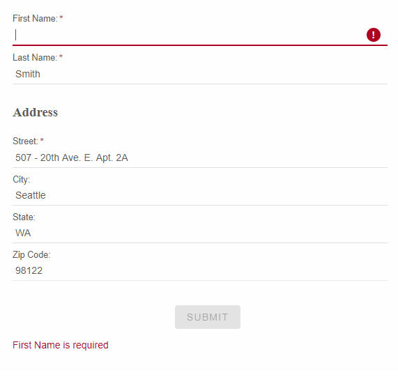 reactive form template