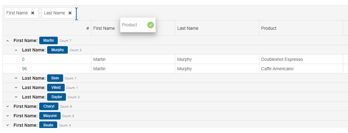 reorder datagrid grouping columns