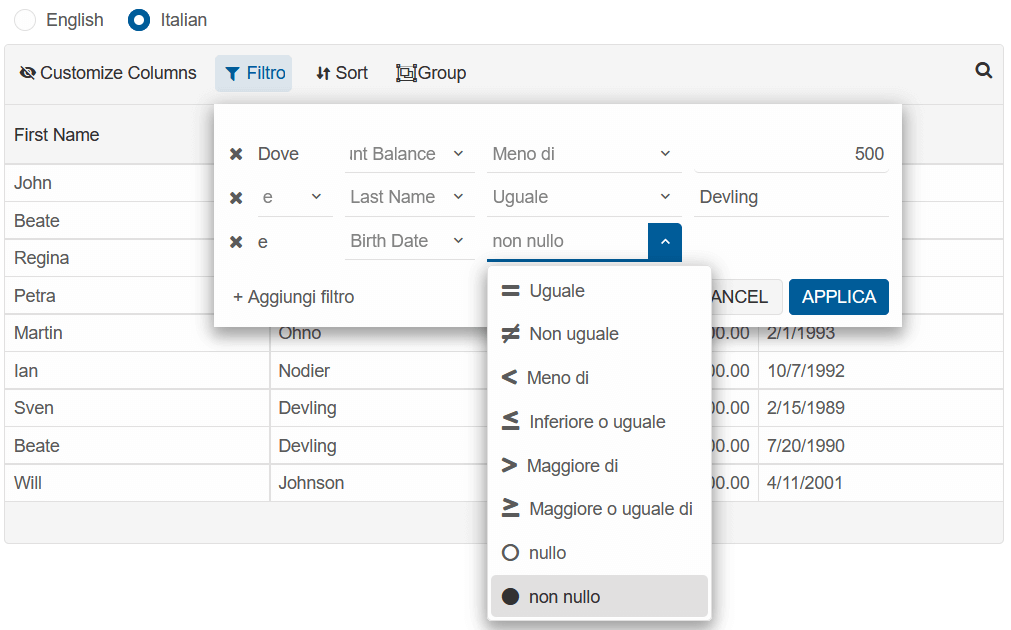 Grid filtering