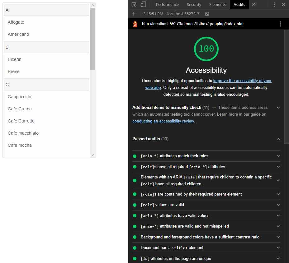 ListBox passing accessibility tests