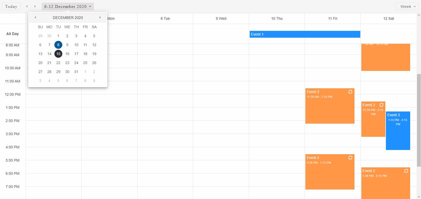 Scheduler Date Menu