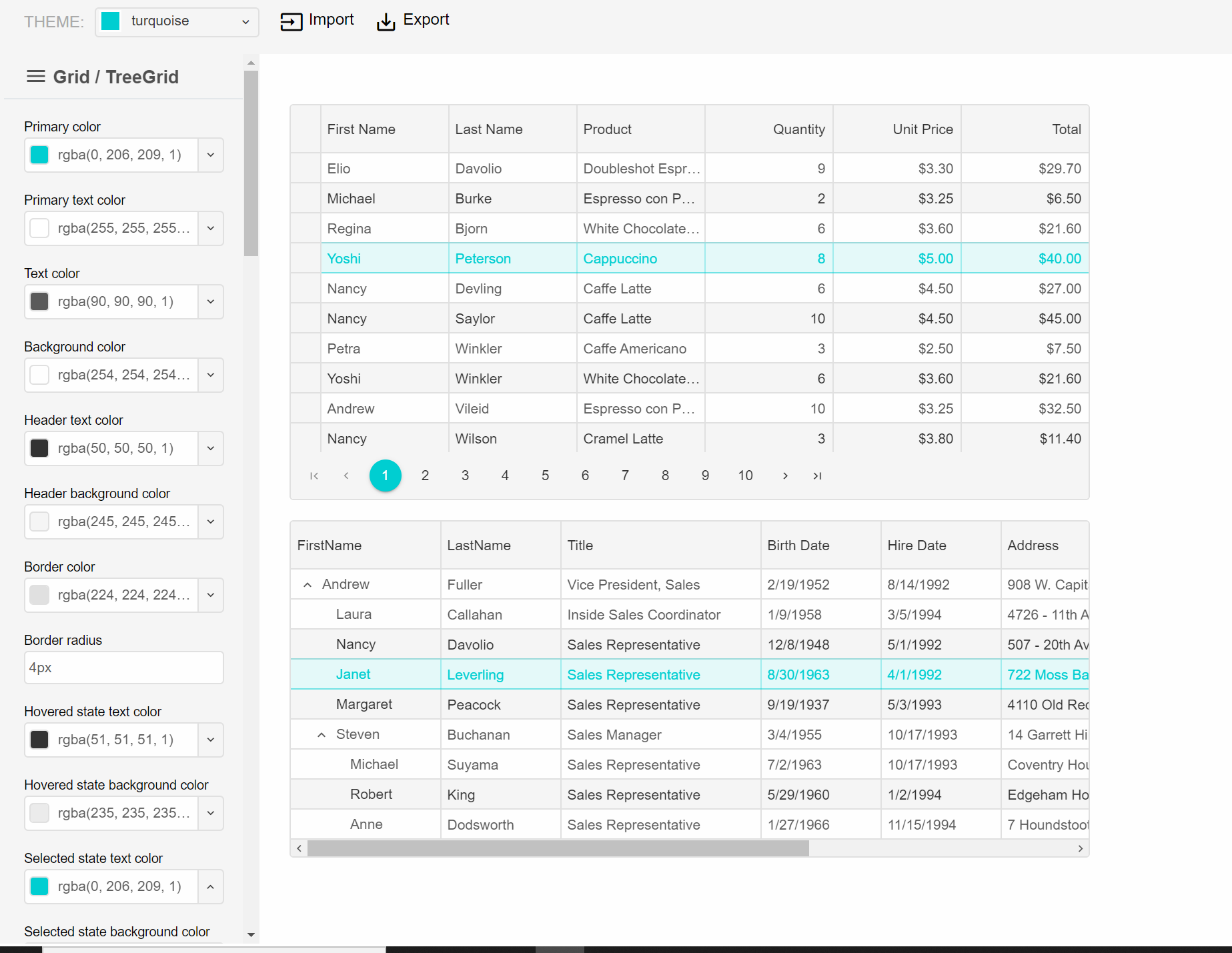 Theme Builder Advanced Grid