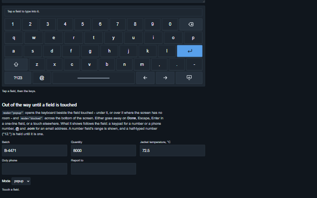 Touch Keyboard demo