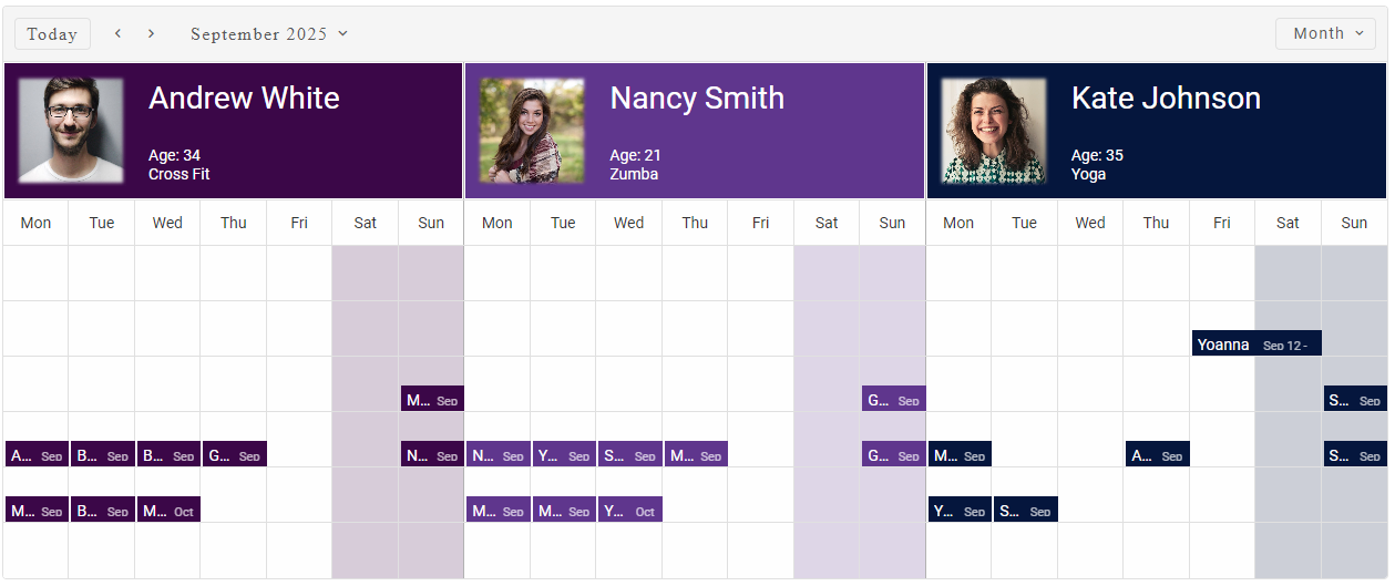 Scheduler Month View