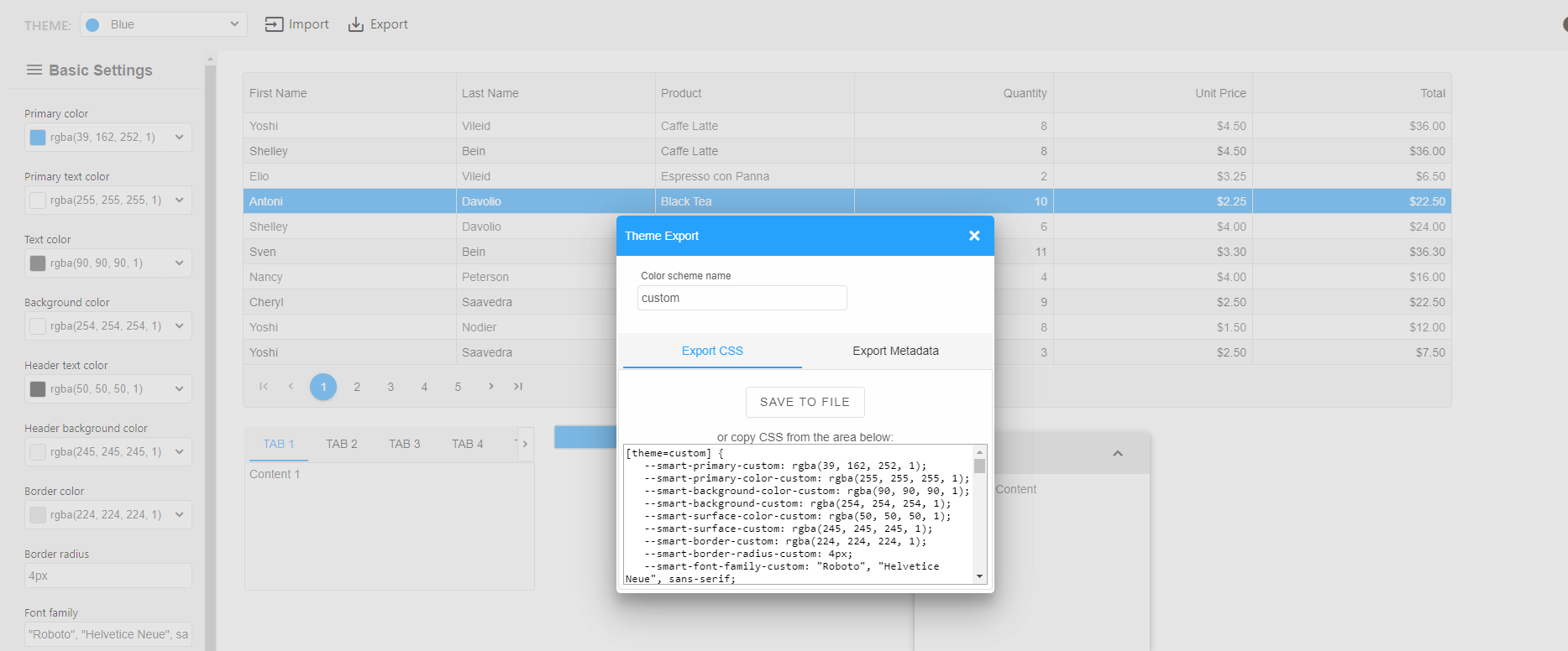 theme builder for web components 2