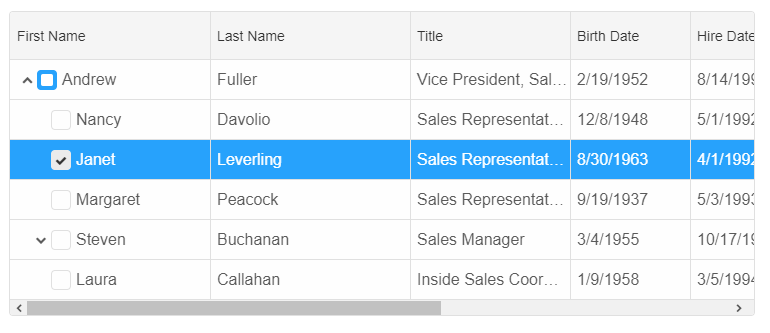 Tree Grid Checkboxes