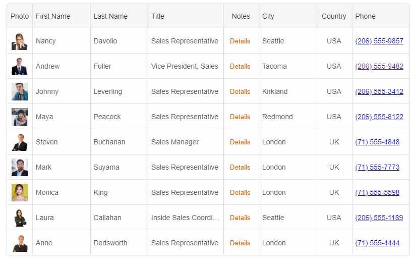 grid custom element column template